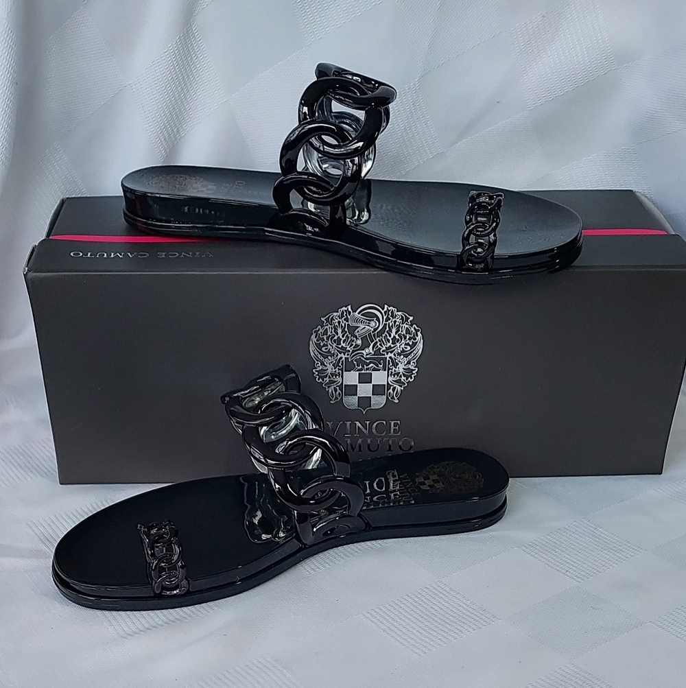 Vince Camuto Emagenta Black Chain Sandal Size 5 NWT